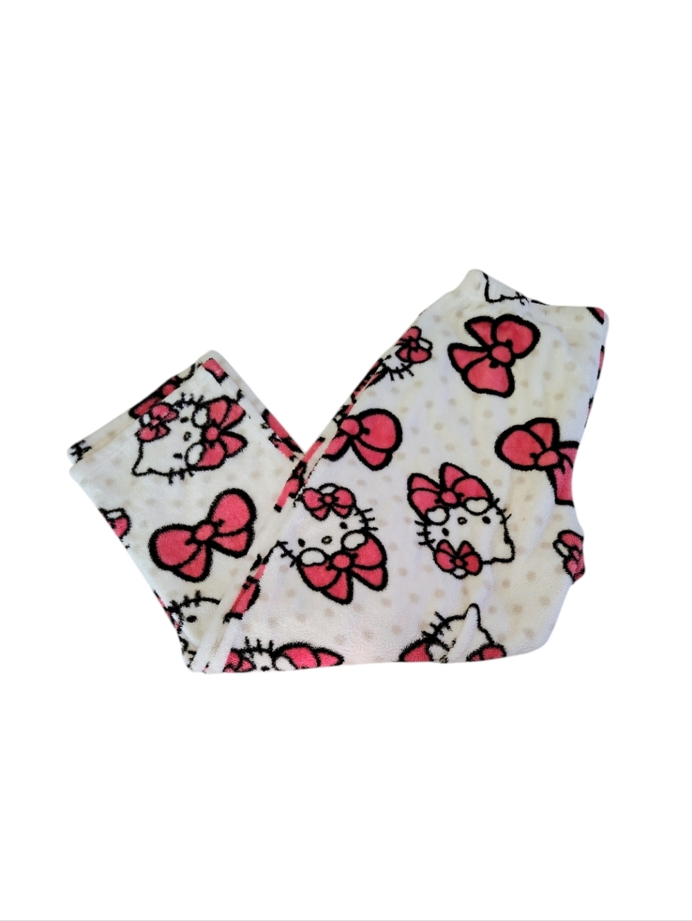 Hello Kitty Super Soft White Black Pink Saurio Plush Pajama Pants Size Small